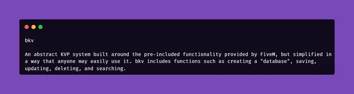 Preview of [Free] bkv - Abstract KVP System for FiveM