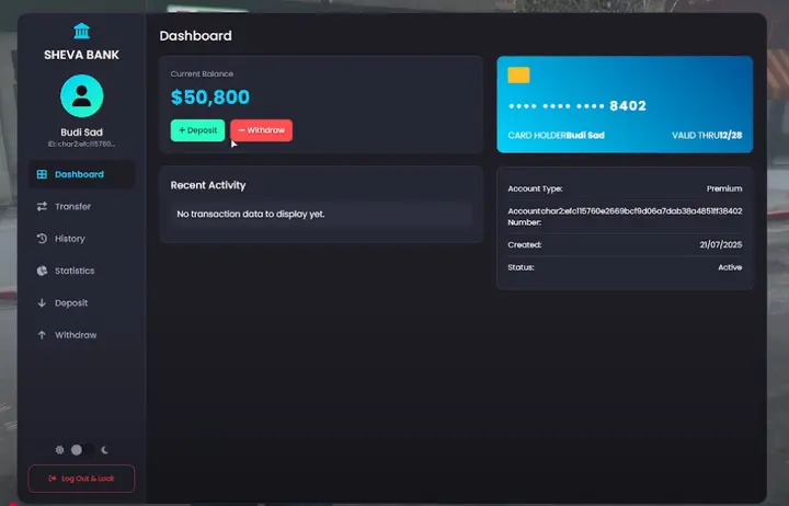 Preview of Modern FiveM Bank UI  [FREE]
