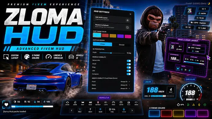 Preview of Zloma HUD [FREE][ESX][QBCORE][QBOX]