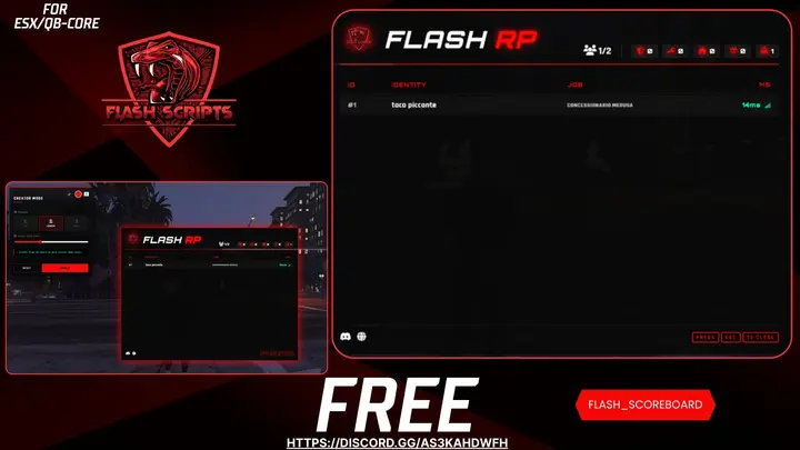 Preview of [FREE] Flash Scoreboard – Real-Time Player List for ESX & QBCore