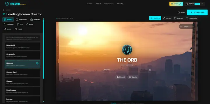 Preview of [Free] Loading Screen Creator | Build it in your browser, export a ready FiveM resource