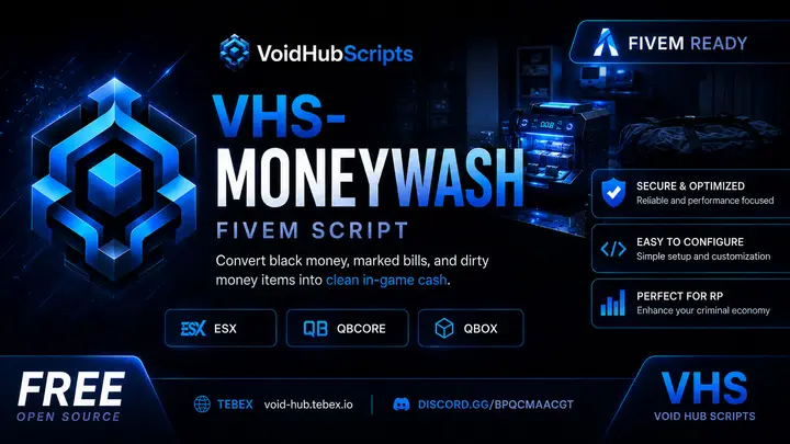 Preview of Vhs-moneywash - updated - [esx, qbx/qb]