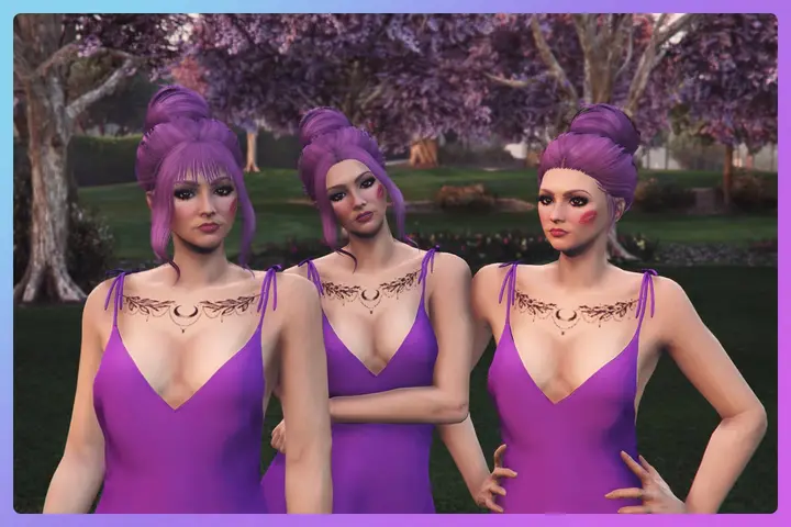 Preview of [RELEASE] Big messy bun hairstyle pack with 3 fringe variants for MP Female