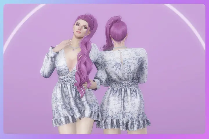 Preview of [FREE] Long curly high ponytail with physics for MP Female
