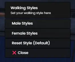 Preview of [QBCore] Persistent Walking Styles