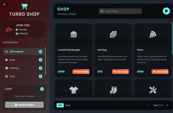 Preview of [FREE][RELEASE] Turbo Shop | Standalone Shop System by TurboScripts