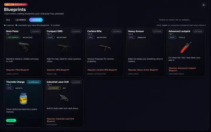 Preview of [QBOX] Blueprint Progression System