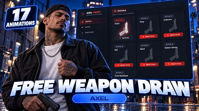 Preview of [FREE] Axel Weapon Draw | 17 Animations | ESX, QB-Core, Qbox & Standalone