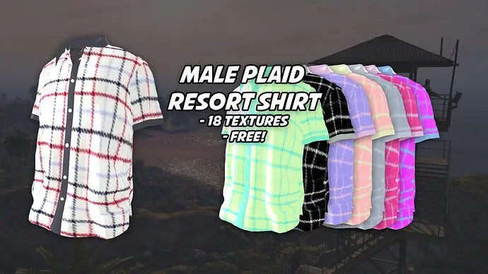 Preview of Male Plaid Resort Shirt - Addon Clothing