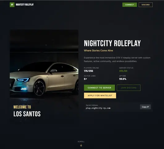 Preview of Modern & Clean FiveM Website Template
