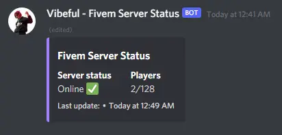 Preview of Server Status Bot Discord [FREE]