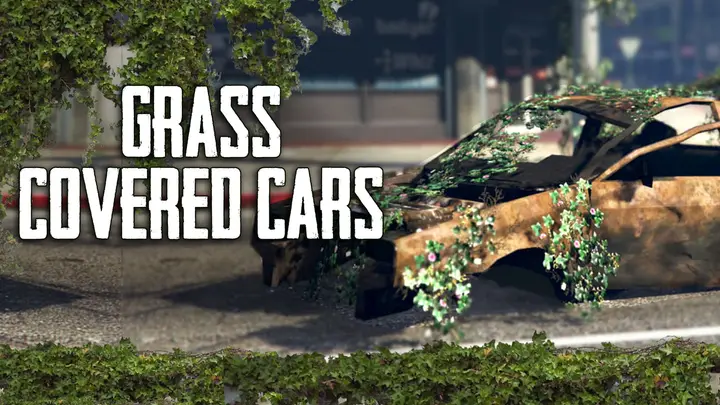 Preview of Grass covered abandoned cars
