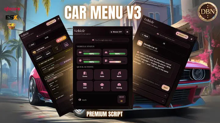 Preview of Car Menu v3 [ESX/QB/QBOX] ADVANCED VEHICLE CONTROL SYSTEM