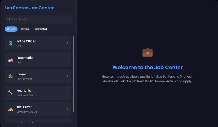 Preview of [QBCore] - Advanced Job Center System