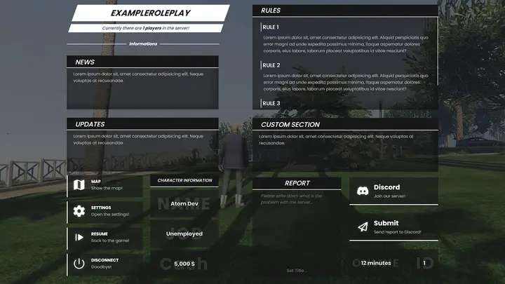 Preview of [QBCore/ESX] [FREE] Pause Menu