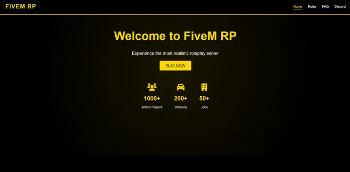 Preview of SirRezi_Website – Modern Server Website Template for FiveM v2 [Free]
